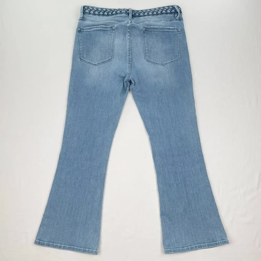 FRAME Le Crop Mini Boot Jeans Light Wash Braided Waist Sz 29 Summer Cropped - Picture 8 of 11